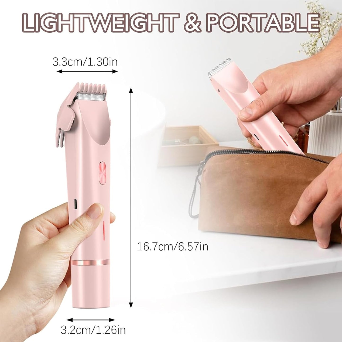 Valentines Day Gifts for Her 2 in 1 Electric Glow Shaver, Portable Bikini Trimmer for Women, Dual Head Rechargeable Electric Razor, IPX7 Waterproof Wet & Dry Use Legs Body Pubic Hair Trimmer for Men