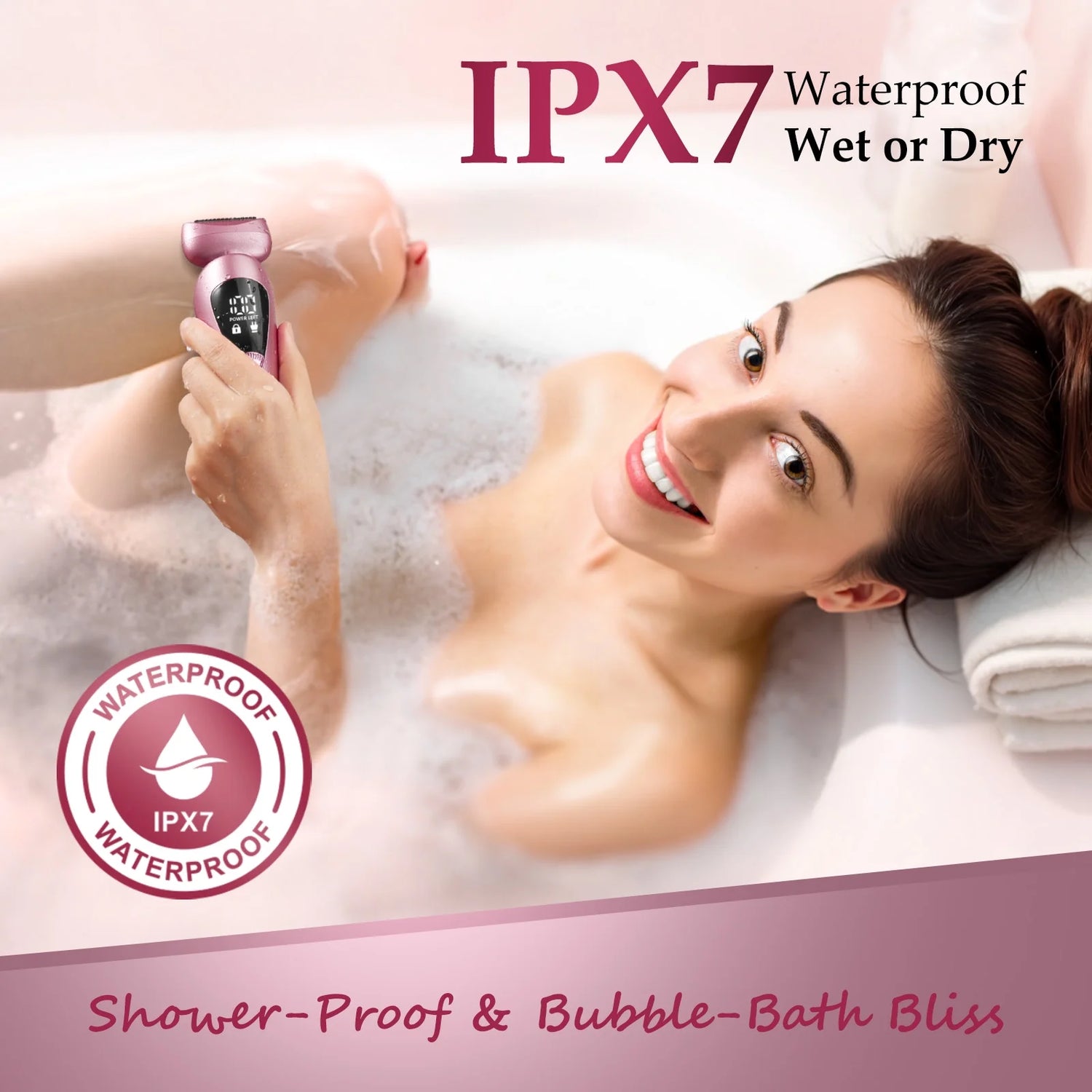 Electric Razor for Women, 2-In-1 Womens Electric Razor, Rechargeable Cordless Bikini Trimmer Shaver, IPX7 Waterproof Wet Dry Body Pubic Hair Trimmer, Lady Shaver for Face, Underarm & Legs