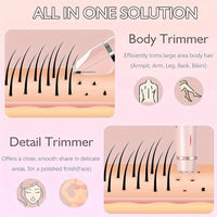2In1 Electric Epilator Razors Painless Bikini Trimmer Facial Mustache Shavers Body Hair Trimmer for Women Facial Hair Remover