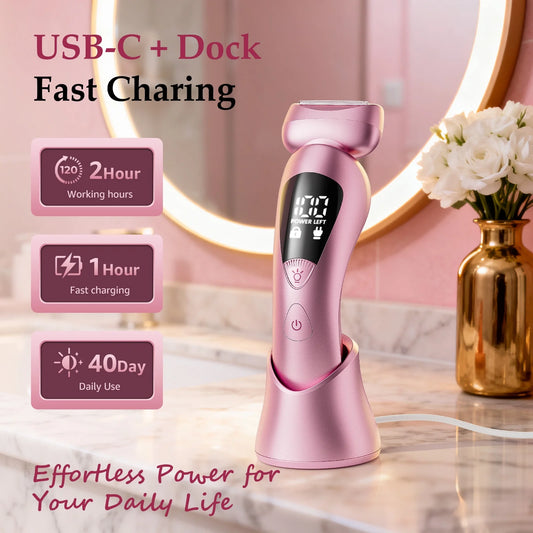Electric Razor for Women, 2-In-1 Womens Electric Razor, Rechargeable Cordless Bikini Trimmer Shaver, IPX7 Waterproof Wet Dry Body Pubic Hair Trimmer, Lady Shaver for Face, Underarm & Legs