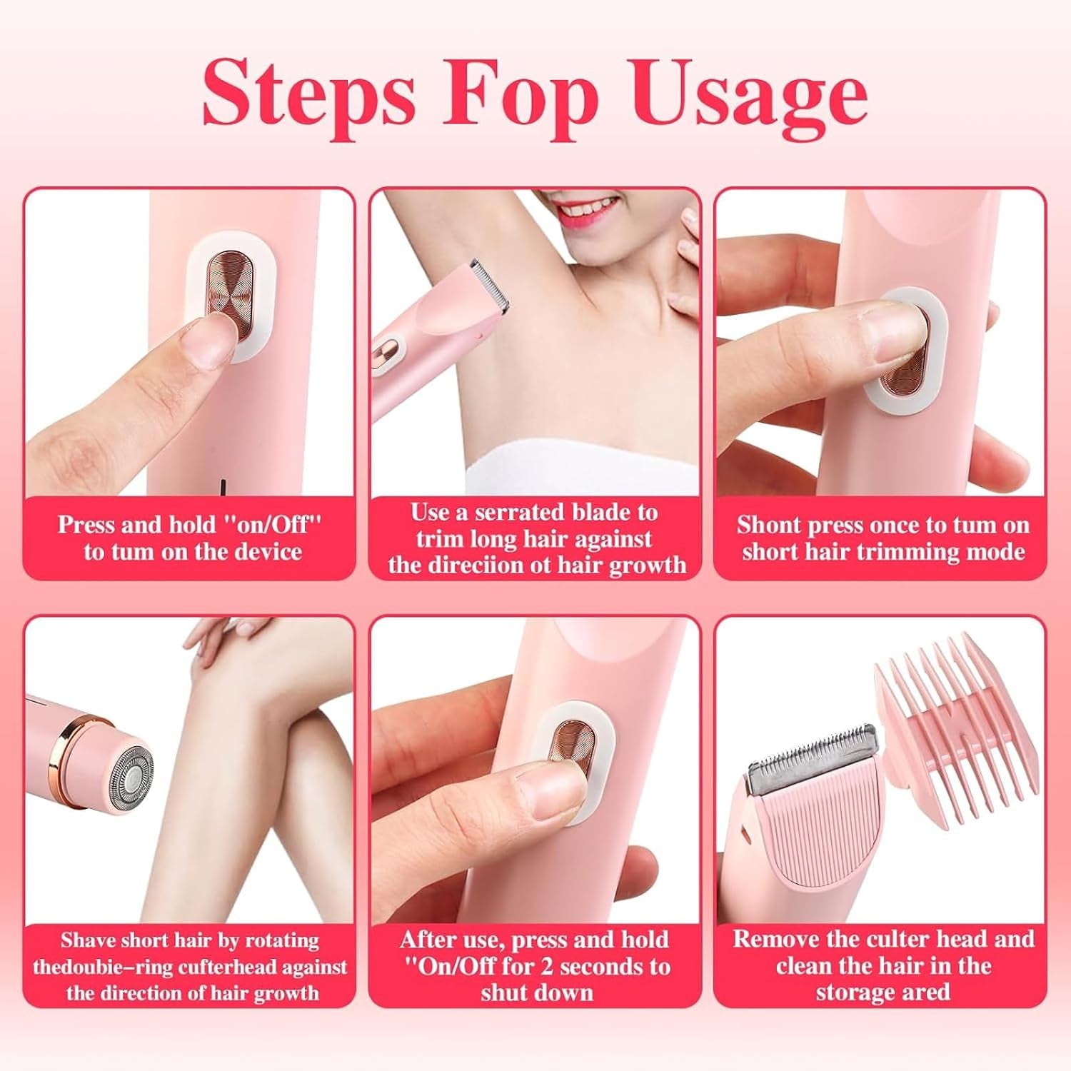 Valentines Day Gifts for Her 2 in 1 Electric Glow Shaver, Portable Bikini Trimmer for Women, Dual Head Rechargeable Electric Razor, IPX7 Waterproof Wet & Dry Use Legs Body Pubic Hair Trimmer for Men