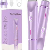 Valentines Day Gifts for Her 2 in 1 Electric Glow Shaver, Portable Bikini Trimmer for Women, Dual Head Rechargeable Electric Razor, IPX7 Waterproof Wet & Dry Use Legs Body Pubic Hair Trimmer for Men