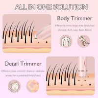 Valentines Day Gifts for Her 2 in 1 Electric Glow Shaver, Portable Bikini Trimmer for Women, Dual Head Rechargeable Electric Razor, IPX7 Waterproof Wet & Dry Use Legs Body Pubic Hair Trimmer for Men