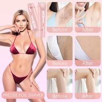 Valentines Day Gifts for Her 2 in 1 Electric Glow Shaver, Portable Bikini Trimmer for Women, Dual Head Rechargeable Electric Razor, IPX7 Waterproof Wet & Dry Use Legs Body Pubic Hair Trimmer for Men