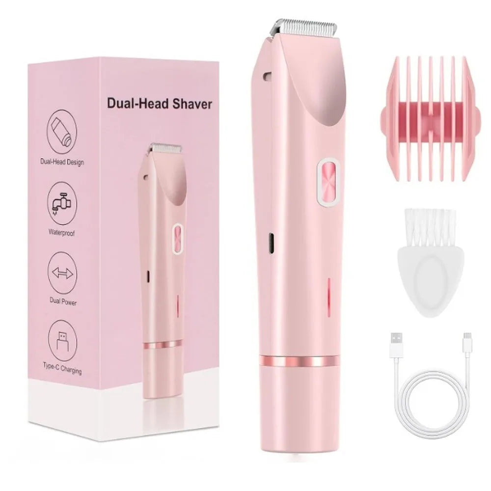 2In1 Electric Epilator Razors Painless Bikini Trimmer Facial Mustache Shavers Body Hair Trimmer for Women Facial Hair Remover